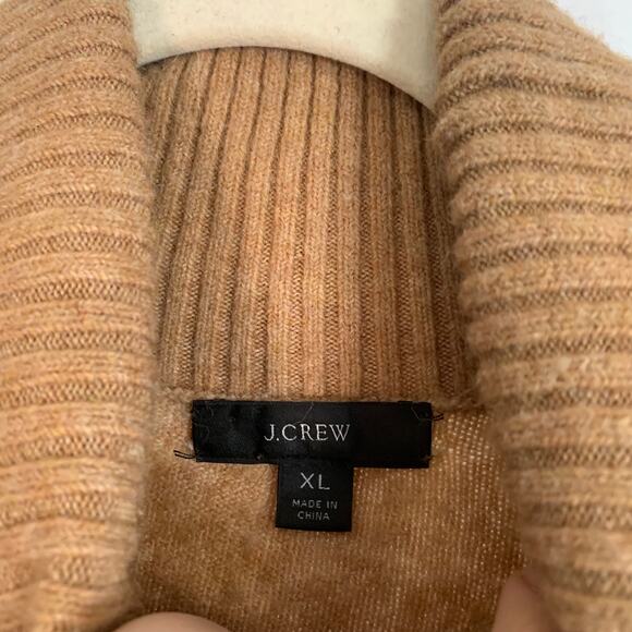 J.Crew Alpaca Wool Camel Neutral Tan Turtle Neck Oversize Sweater- Size XL - Picture 5 of 6
